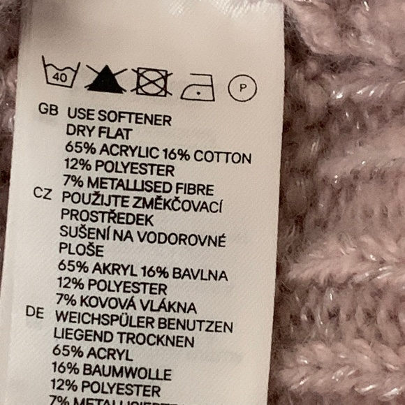 H & M DIVIDED Pink w Silver Metallic Thread Tunic Pullover Sweater Size 10 - Picture 7 of 7